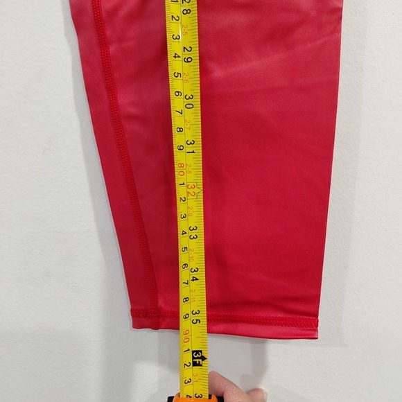 Red Faux Leather High Waist Leggings Hook and Eye Closure Women's 2XL - Picture 12 of 13